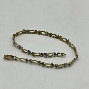 14K Two-Tone Gold Infinity X Link Bracelet 7.5" Yellow
White Gold Designer Style